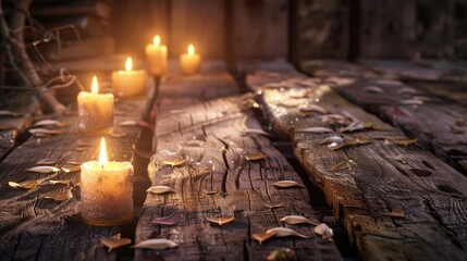 Wooden planks and fragrant candles
