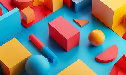 Obraz premium Abstract Composition with Colorful Geometric Shapes