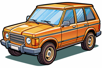 Range Rover Car Vector Illustration White Background, Cartoon, Clipart, Line Art Design, Range Rover car vector illustration with a white background in cartoon, clipart, and line art style.