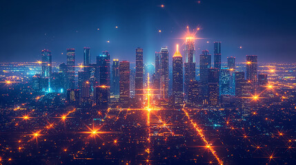 Fototapeta premium smart city building technology on global. network connection and intelligent city on blue dark background. vector illustration fantastic hi tech. iot digital transformation.internet of things concept.