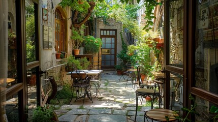 Fototapeta premium Discovering secret gardens, cozy bookstores, and charming caf s off the beaten path