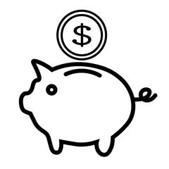豚の貯金箱とドルのアイコン