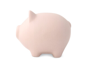 One beige piggy bank isolated on white