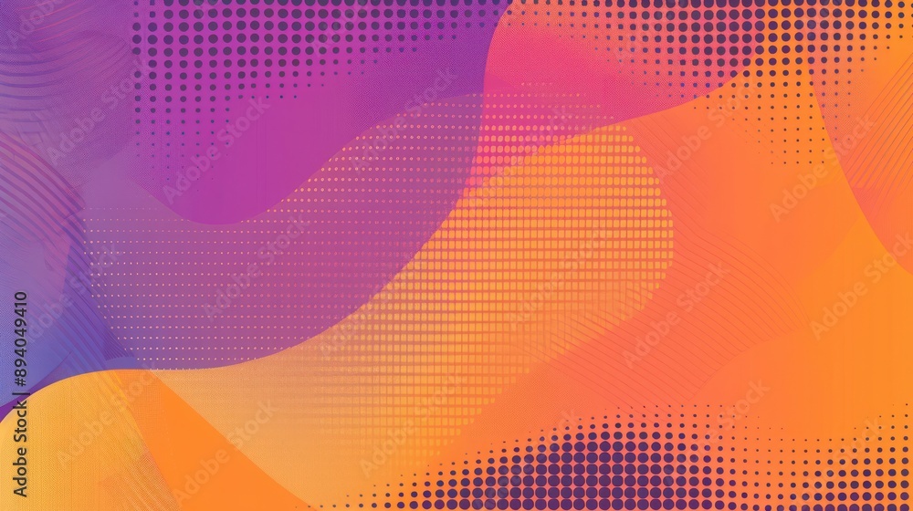 Aufkleber digital banner design with halftone texture and abstract gradient backdrop of orange, purple, and pi