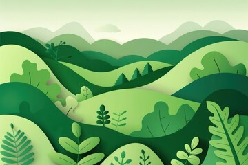 Fototapeta premium A lush green landscape advocating for environmental protection on World Environment Day, banner, with copy space