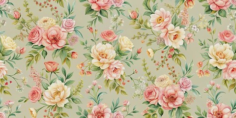 Seamless floral pattern on a pastel color background, floral, seamless, pattern, pastel, background, texture, design, romantic