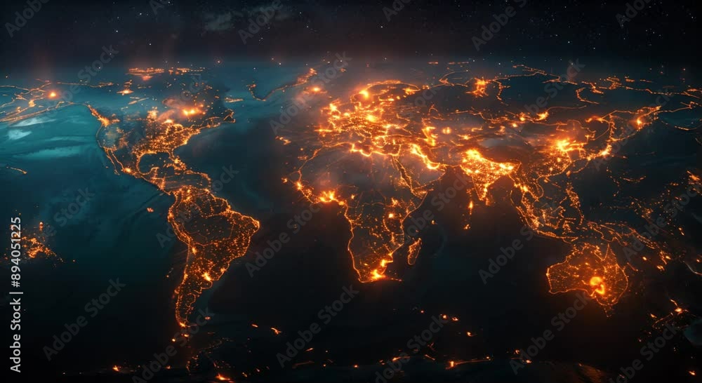 Poster glowing connections and data points in a digital network