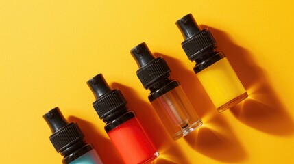 Tattoo ink cap holders on a yellow backdrop