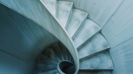 Spiral steel staircase with space for interior design purposes