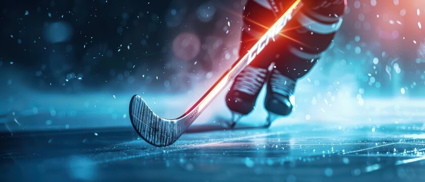 Ice hockey is depicted in an ultramodern banner, with a supernatural scene of intense onice gameplay and clear copy space