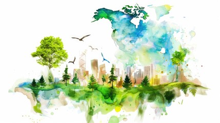 Illustration of environmentally friendly and ecology concept