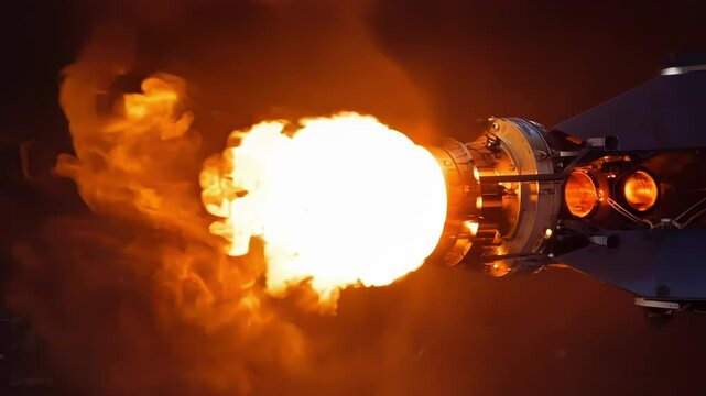 From a closeup perspective the camera captures the explosive ignition of the rocket engine providing a glimpse of the incredible technology and engineering involved in space