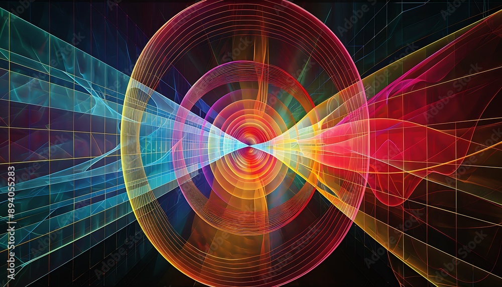 Poster Abstract Art: Intertwining Lines and Colors