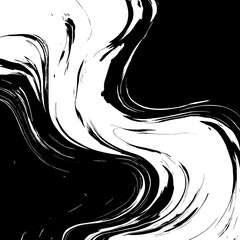 Black Brushstroke Patterns Cascading with Elegant Fluidity on a Pristine White Canvas