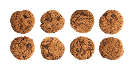 Set of various shapes of cookies with a sprinkle of chocolate raisins on top