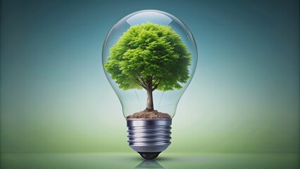light bulb with green tree inside