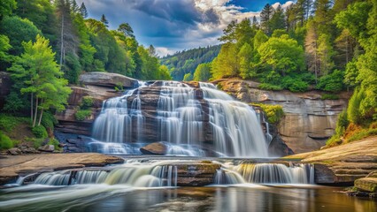 Obraz premium Triple Falls is a stunning waterfall located in DuPont State Park in North Carolina, waterfall