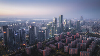 Vibrant Night Cityscape with Skyscrapers and Urban Lights