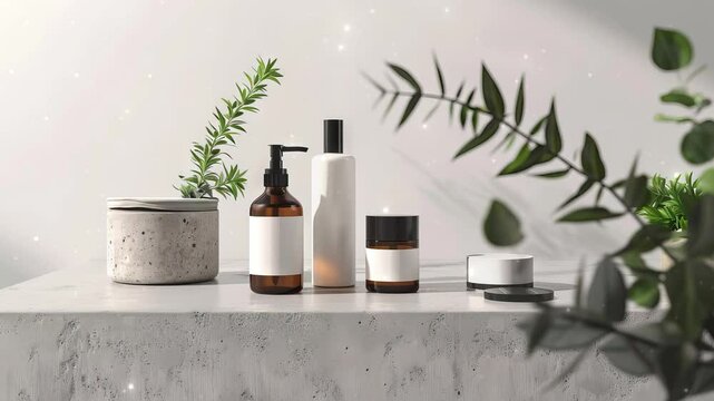 Highresolution product packaging mockups for a natural cosmetics line, featuring ecofriendly materials and minimalist design, perfect for branding presentations.
