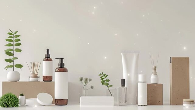Highresolution product packaging mockups for a natural cosmetics line, featuring ecofriendly materials and minimalist design, perfect for branding presentations.