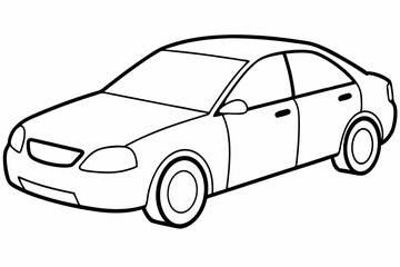 Fototapeta premium Luxury Car Vector Illustration on White Background Cartoons, Clipart And Line Art Design, Luxury car vector illustration on a white background in cartoon, clipart, and line art styles.