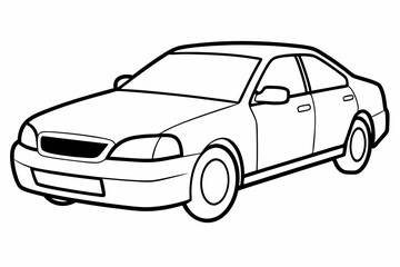 Fototapeta premium Luxury Car Vector Illustration on White Background Cartoons, Clipart And Line Art Design, Luxury car vector illustration on a white background in cartoon, clipart, and line art styles.