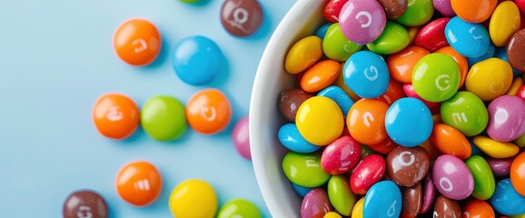 Rainbow-Colored Candy Nerds Sprinkled On A White Background, Playful And Fun