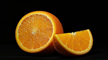 Orange Slice on Black Background
