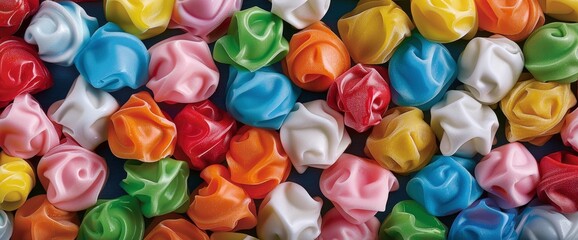 Thirty Different Flavors Of Salt Water Taffy In A Pile, A Colorful And Tasty Assortment