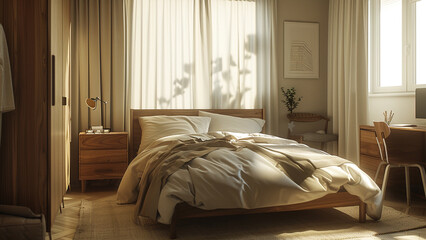 realistic high-resolution photo of bedroom, with detailed background