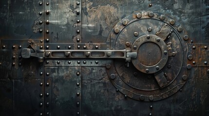 Durable metallic safe door representing protection in vaults