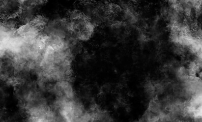 Abstract Gray Smoke Overlay with Dust and White Effect on Black Background