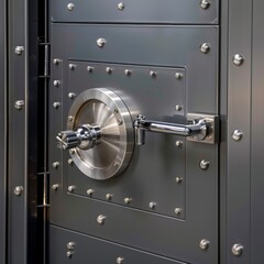 Heavyduty safe door, emphasizing security and protection in vaults