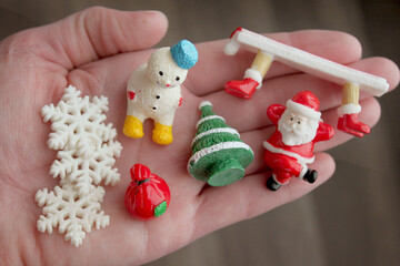Miniature Santa Claus and Snowman Christmas Tiny Resin Figurines for Holiday Village Craft Supplies