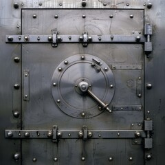 Strong safe door, emphasizing protection in banking vaults