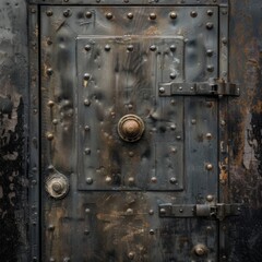 Fototapeta premium Sturdy metallic safe door representing protection and fortification