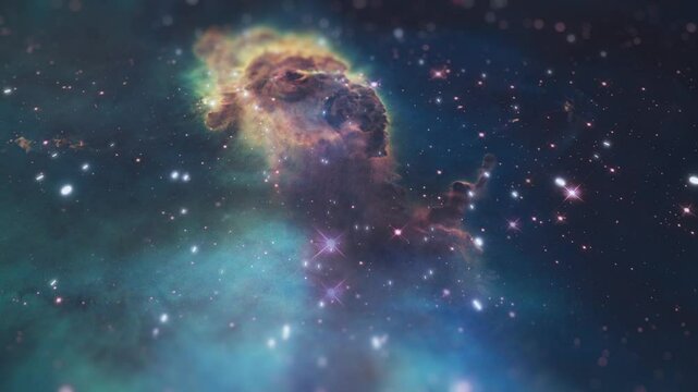 Galaxy, stars and night sky with solar system movement in milky way, astrology or fantasy. Planet, atmosphere and outer space light, nebula or universe, cosmic or stargazing, constellation or pattern
