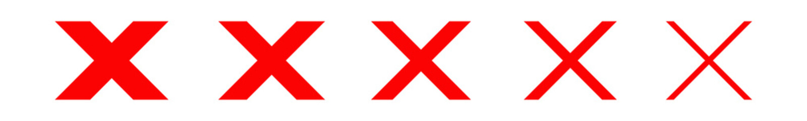 cross red icon vector isolated on white background. Cancel iconset. x text for symbol or mark decoration element on application or web illusttration. yes and no choice button on examination 