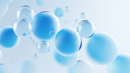 Blue transparent spheres smoothly distributed on a white background, ideal for PPT and poster backgrounds, representing clarity and simplicity