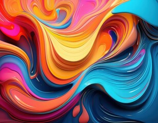 Obraz premium A colorful painting with a rainbow of colors and a wave-like pattern