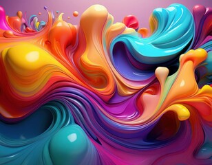 Fototapeta premium A colorful painting with a rainbow of colors and a wave-like pattern