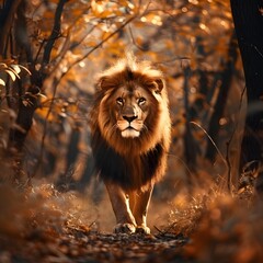 lion in the woods