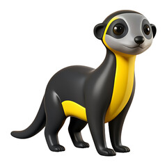 meerkat icon black and yellow color in plastic 3d style