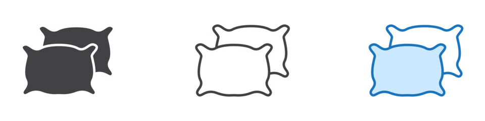 Pillow icon sign set in outline style graphics design