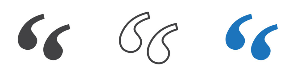 Quote icon sign set in outline style graphics design