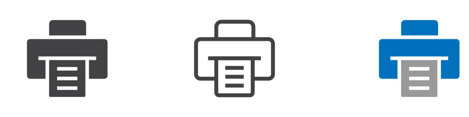 Print icon sign set in outline style graphics design