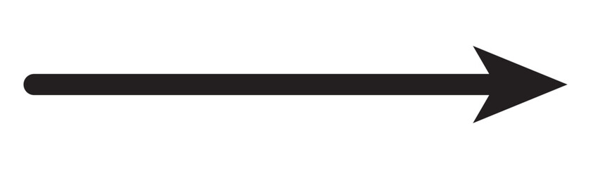 Obraz premium Black horizontal straight arrow icon. Thin long arrow vector icon. Right thin line, black cursor, horizontal arrow vector.