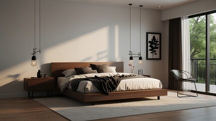 Aesthetic minimalist home, interior design. Modern Nordic Scandinavian interior design concept. Mid-century modern furniture. Elegant and cozy