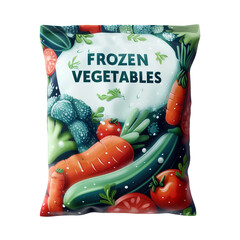 Frozen vegetables package isolated on white transparent background, PNG