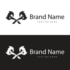 Woodcutter tool axe logo carpentry simple design silhouette illustration template